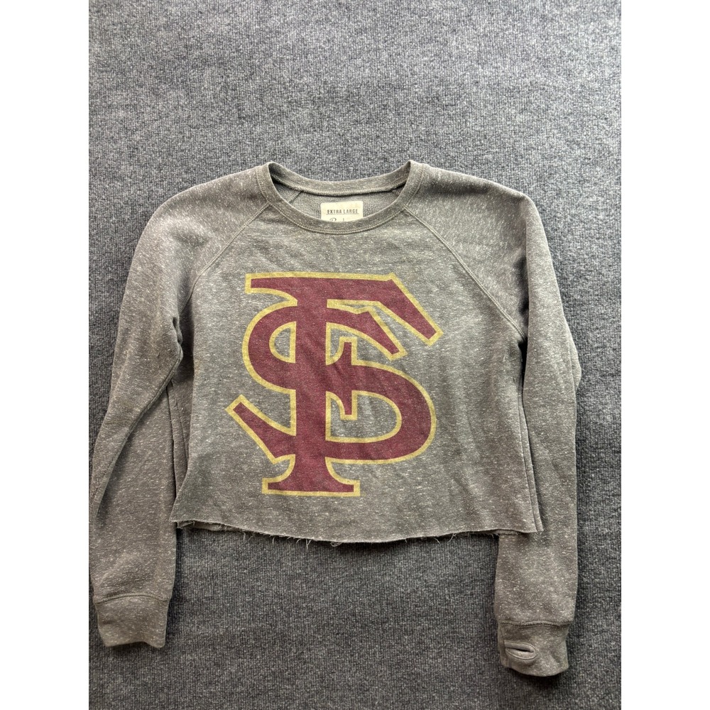 Pressbox Florida State Seminoles Sweatshirt Womens XL Gray FSU Cropped Logo